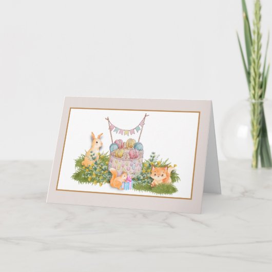 Woodland Animals Birthday Kaart (Voorkant)