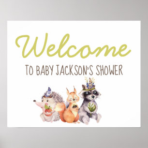 Woodland Animals Birthday of Shower Welcome Sign Poster