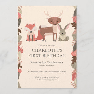 Woodland Animals Birthday Party Kaart