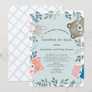 Woodland Animals Blue Boy Baby shower door Mail Kaart