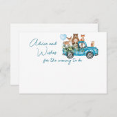 Woodland Animals Blue Truck Baby shower Advieskaart (Voorkant / Achterkant)