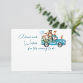 Woodland Animals Blue Truck Baby shower Advieskaart (Staand voorkant)