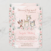 Woodland Animals blush roze douche door mail meisj Kaart (Voorkant / Achterkant)