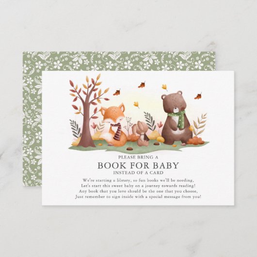 Woodland Animals Boek voor Baby Informatiekaartje (Voorkant / Achterkant)