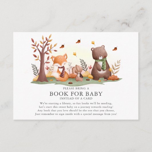 Woodland Animals Boek voor Baby Informatiekaartje (Voorkant)