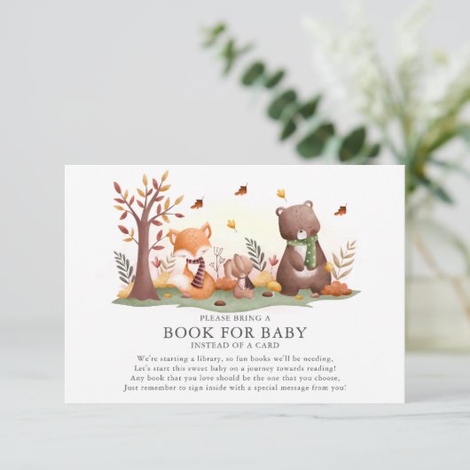 Woodland Animals Boek voor Baby Informatiekaartje (Staand voorkant)