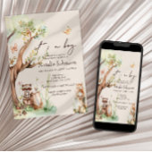 Woodland Animals Boho Boy Baby shower Kaart
