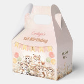 Woodland Animals Boho Meisje 1e Verjaardag Medium Bedankdoosjes (Voorkant)