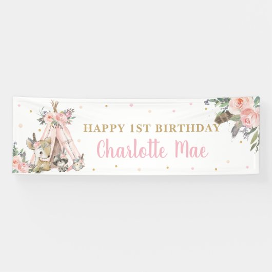 Woodland Animals Boho Tribal Welkomstverbod Spandoek (Horizontaal)