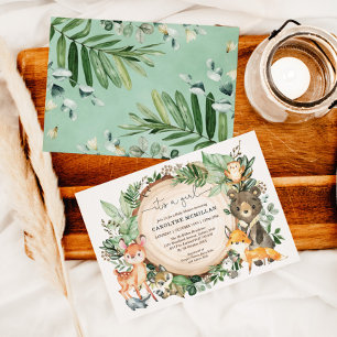 Woodland Animals Bos groen Meisje Baby shower Kaart