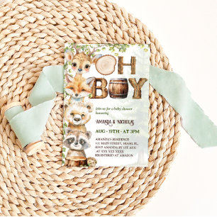 Woodland Animals Boy Baby shower Kaart