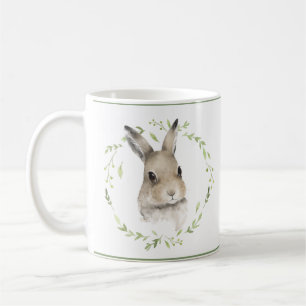 Woodland Animals Bunny Greenery Waterverf Cute Koffiemok
