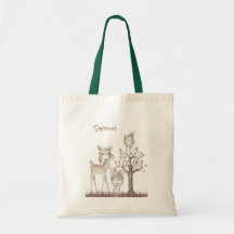 Woodland Animals Canvas tas