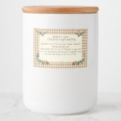 Woodland Animals Christmas Baking Mix Gingham Voedselcontainer Etiket (Voorkant)