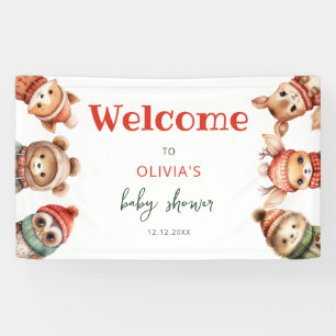 Woodland Animals Christmas Winter Baby shower Spandoek