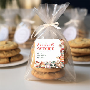 Woodland Animals Christmas Winter Baby shower Vierkante Sticker