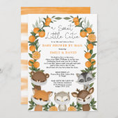 Woodland Animals Citrus Oranje Baby shower per pos Kaart (Voorkant / Achterkant)