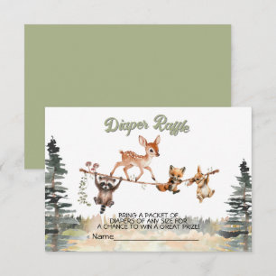 Woodland Animals Clothesline Forest Luier Raffle Kaart