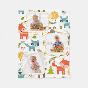 Woodland Animals Custom Kinder Photoblanket Fleece Deken