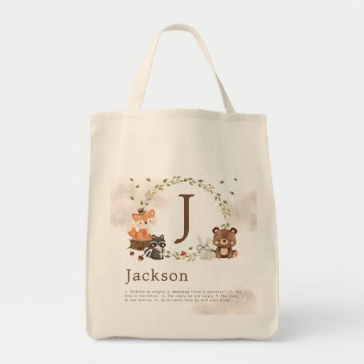 Woodland Animals Custom Monogram Tote Bag (Voorkant)