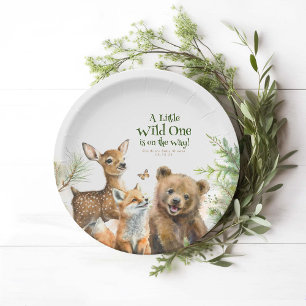 Woodland Animals Cute Little Wild One Baby shower Papieren Bordje