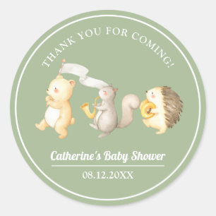 Woodland Animals Dank je Baby shower Stickers
