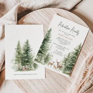 Woodland Animals Deer Baby Shower Invitation Kaart