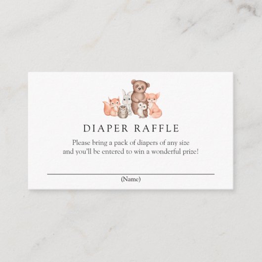 Woodland Animals Diaper Raffle Enclosure Kaart (Voorkant)
