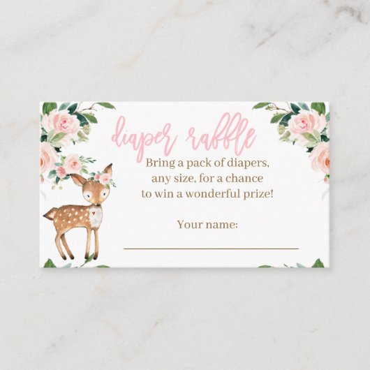 Woodland Animals Diaper Raffle Kaart voor een meis (Voorkant)