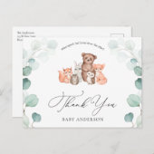 Woodland Animals Douche per Mail Dank u Briefkaart (Voorkant / Achterkant)