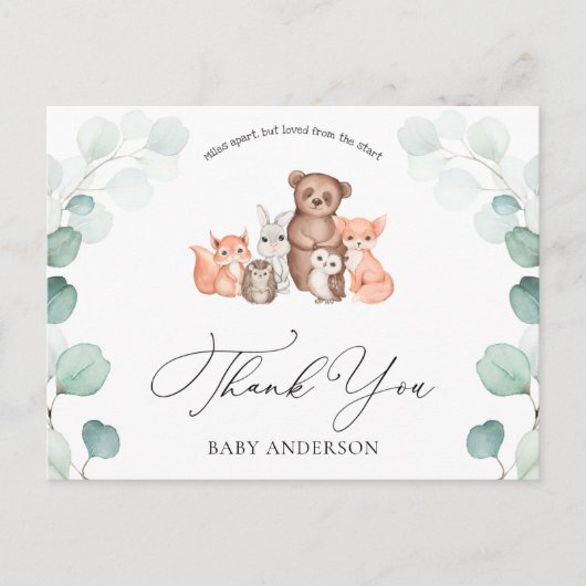 Woodland Animals Douche per Mail Dank u Briefkaart (Voorkant)