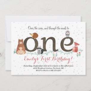Woodland Animals eerste verjaardag uitnodiging