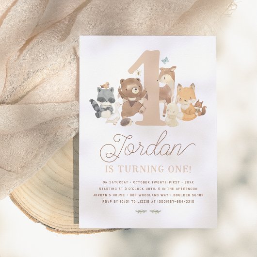 Woodland Animals Eerste Verjaardagsfeest Kaart