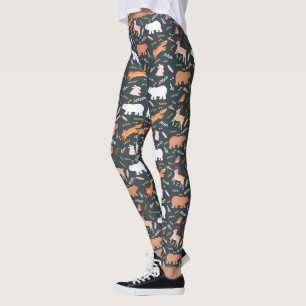 Woodland Animals en Leaf Pattern Leggings