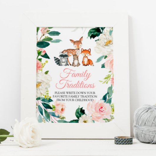 Woodland Animals Favorite Family Traditional Sign Poster