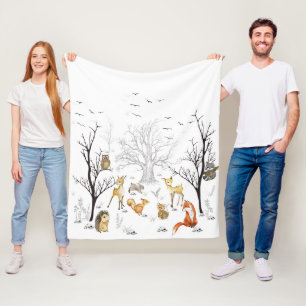 Woodland Animals Fleece Deken