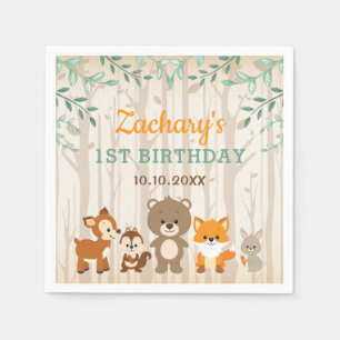 Woodland Animals Forest 1st Birthday Baby shower Servet