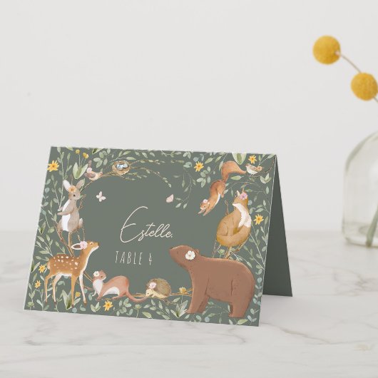 Woodland Animals Forest Baby shower Place Card Kaart