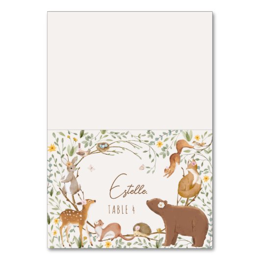 Woodland Animals Forest Baby shower Place Card Kaart (Voorkant)