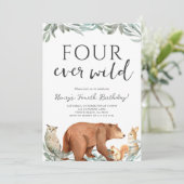 Woodland Animals Forest Birthday Party Invitation (Debout devant)