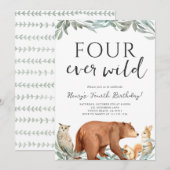 Woodland Animals Forest Birthday Party Invitation (Devant / Derrière)