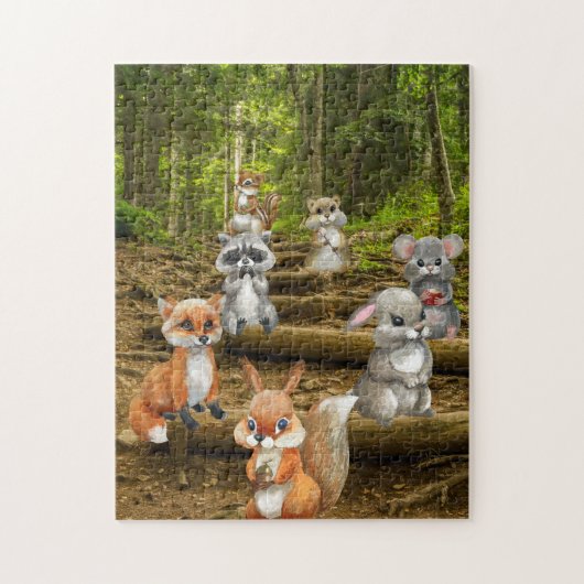 Woodland Animals Forest Cute Natuur Kinder Fun Legpuzzel (Verticaal)