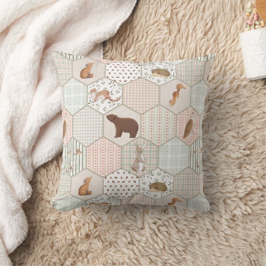 Woodland Animals Forest Patchwork Baby shower Gift Kussen (Deken)