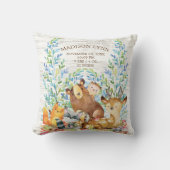 Woodland Animals Girl Boy Birth Stats Pillow Kussen (Voorkant)