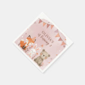 Woodland Animals Girl Verjaardag Roze Servet (Hoek)