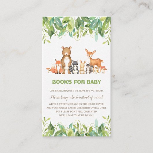Woodland Animals Green Forest Boeken voor Baby Informatiekaartje (Voorkant)