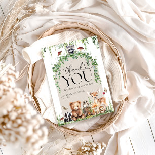 Woodland Animals Green Mushroom Baby shower Bedankkaart