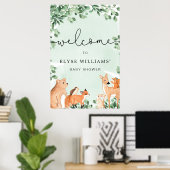 Woodland Animals Green Welcome Sign Poster (Thuiskantoor)