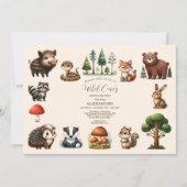 Woodland Animals Greenerd Wild One Birthday Kaart (Voorkant)