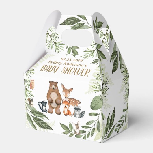 Woodland Animals Greenery Baby shower Hartelijk da Bedankdoosjes (Voorkant Zijde)